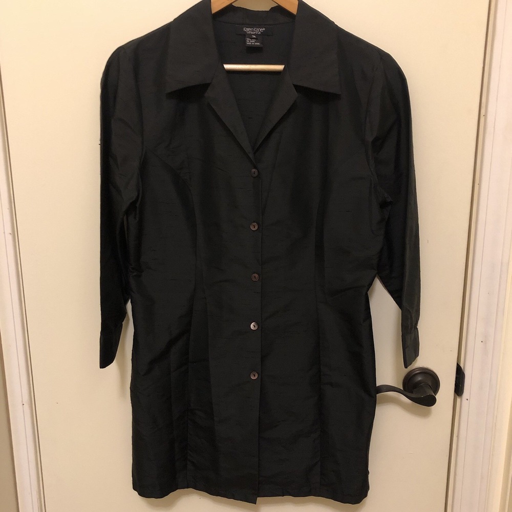 Silk Shantung Mini Tunic Blazer Sz M Black Karen Kane Lifestyle Blazer Classic